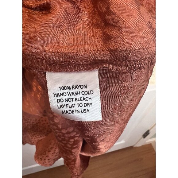 Saltwater Luxe Romper Large Sleeveless V-Neck Tie Short Copper Orange Brown - Picture 6 of 6